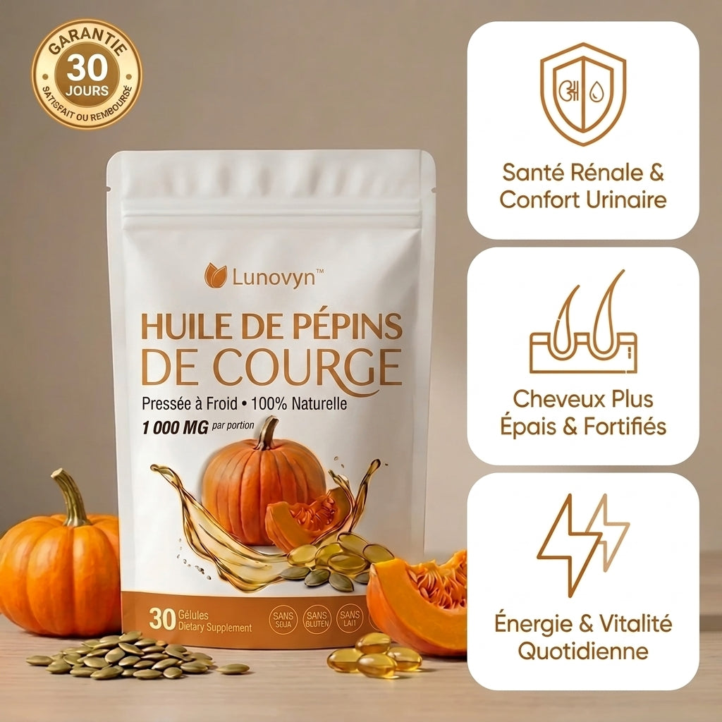 Lunovyn™ Huile de Pépins de Courge Vierge Pressée à Froid 1000mg